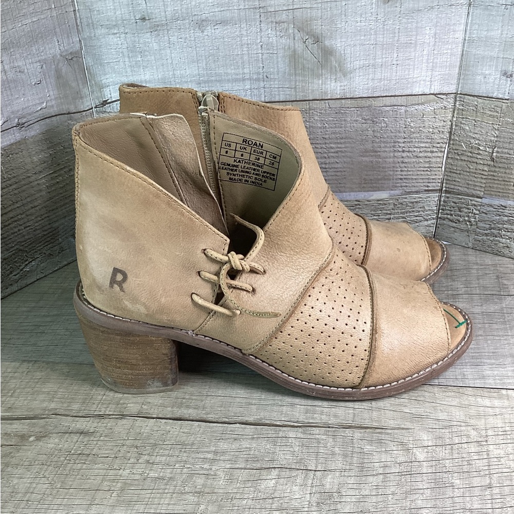 Roan By Bed Stu Katherine tan open toe leather ankle bootie‎ size 8